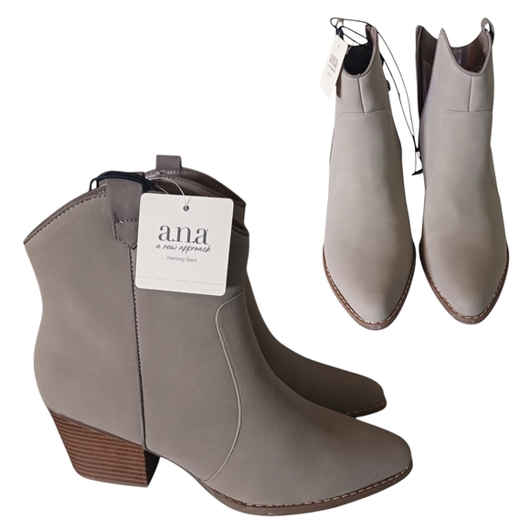 Ana Delno Womens Booties Almond Toe  9M NWT Taupe Beige 2.5 Coastal Cowgirl - Picture 1 of 8